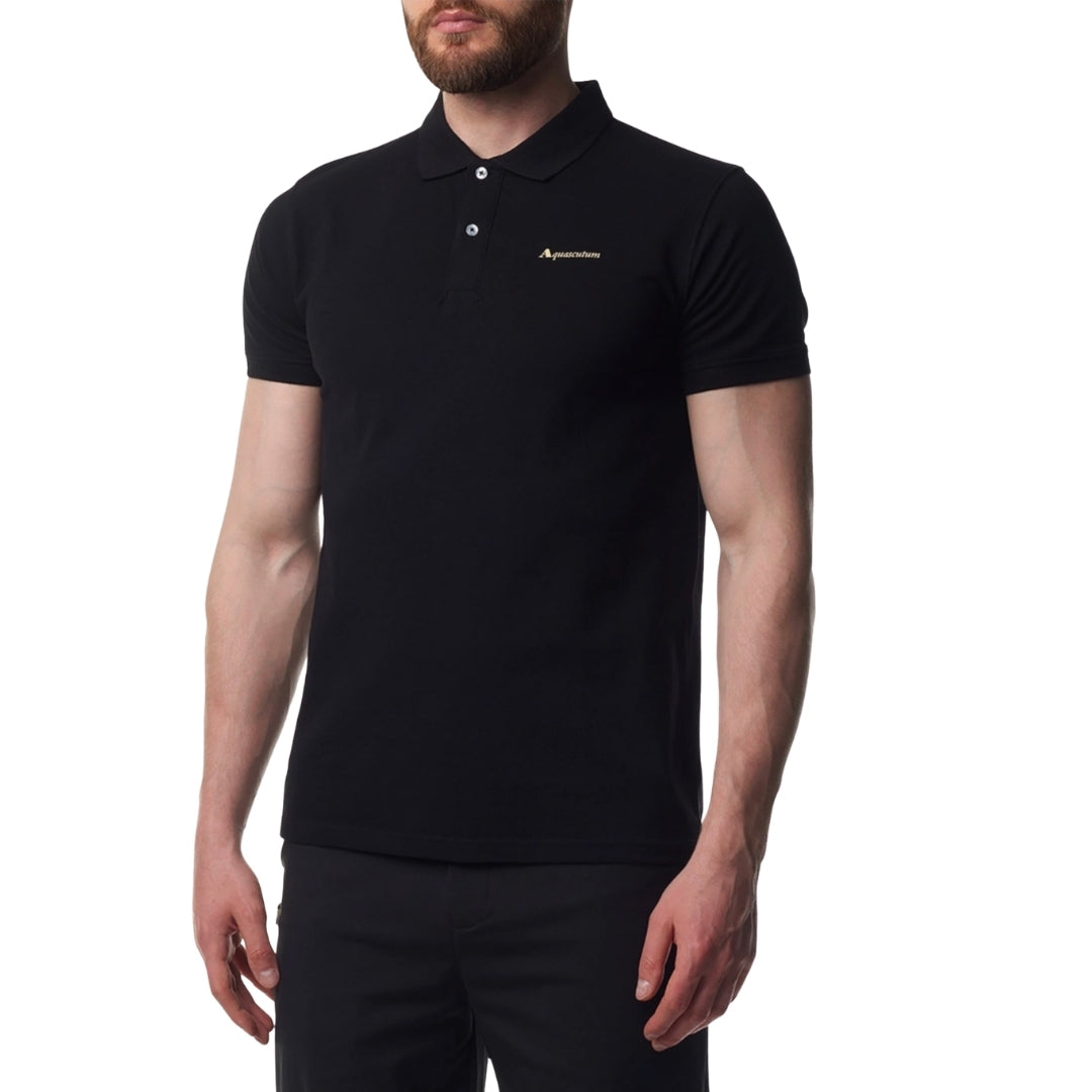 Aquascutum Active Active Cotton Polo Dry-Fit Black Black Polo Shirt M