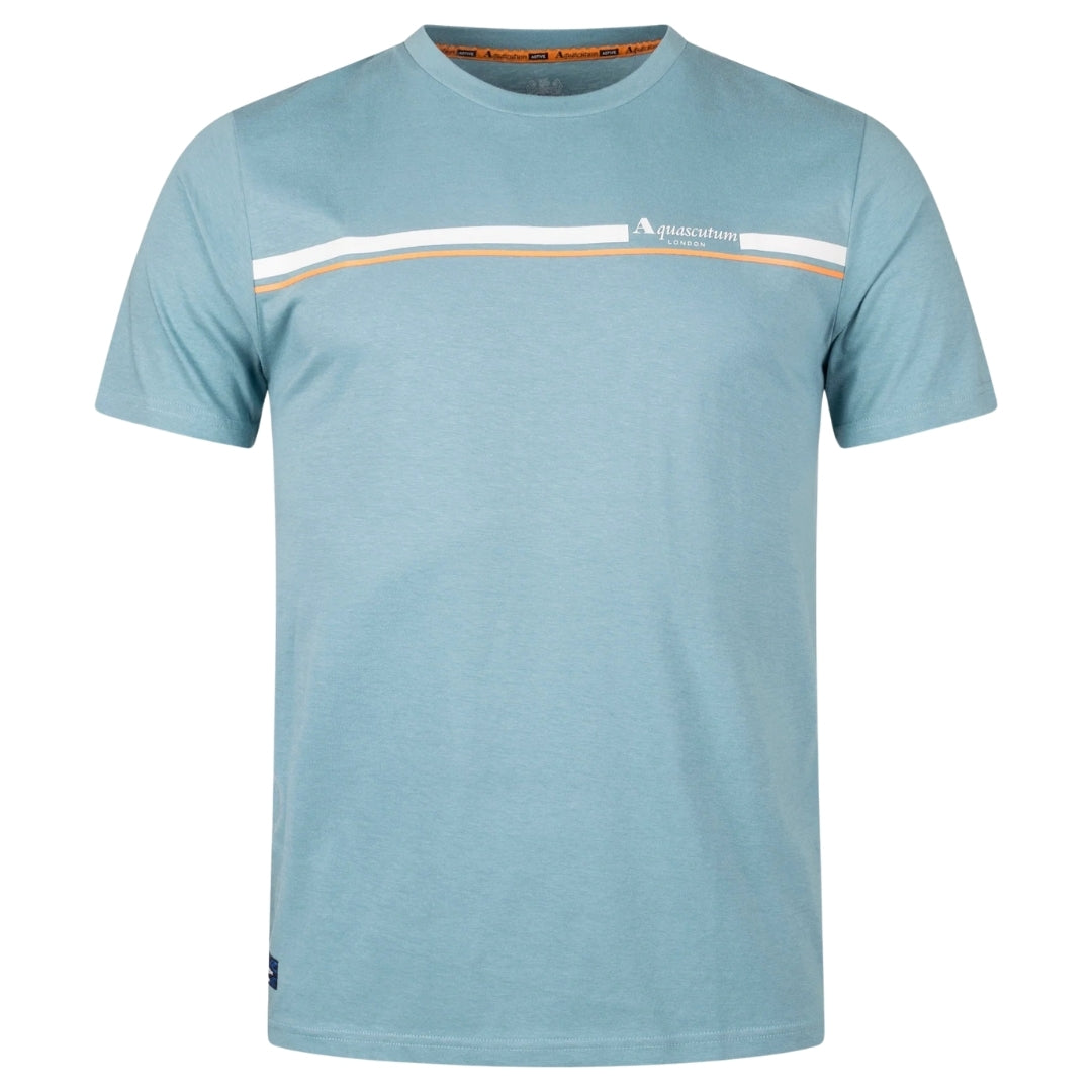 Aquascutum Active Active Cotton Stripes T-Shirt Avio Blue T-Shirt M
