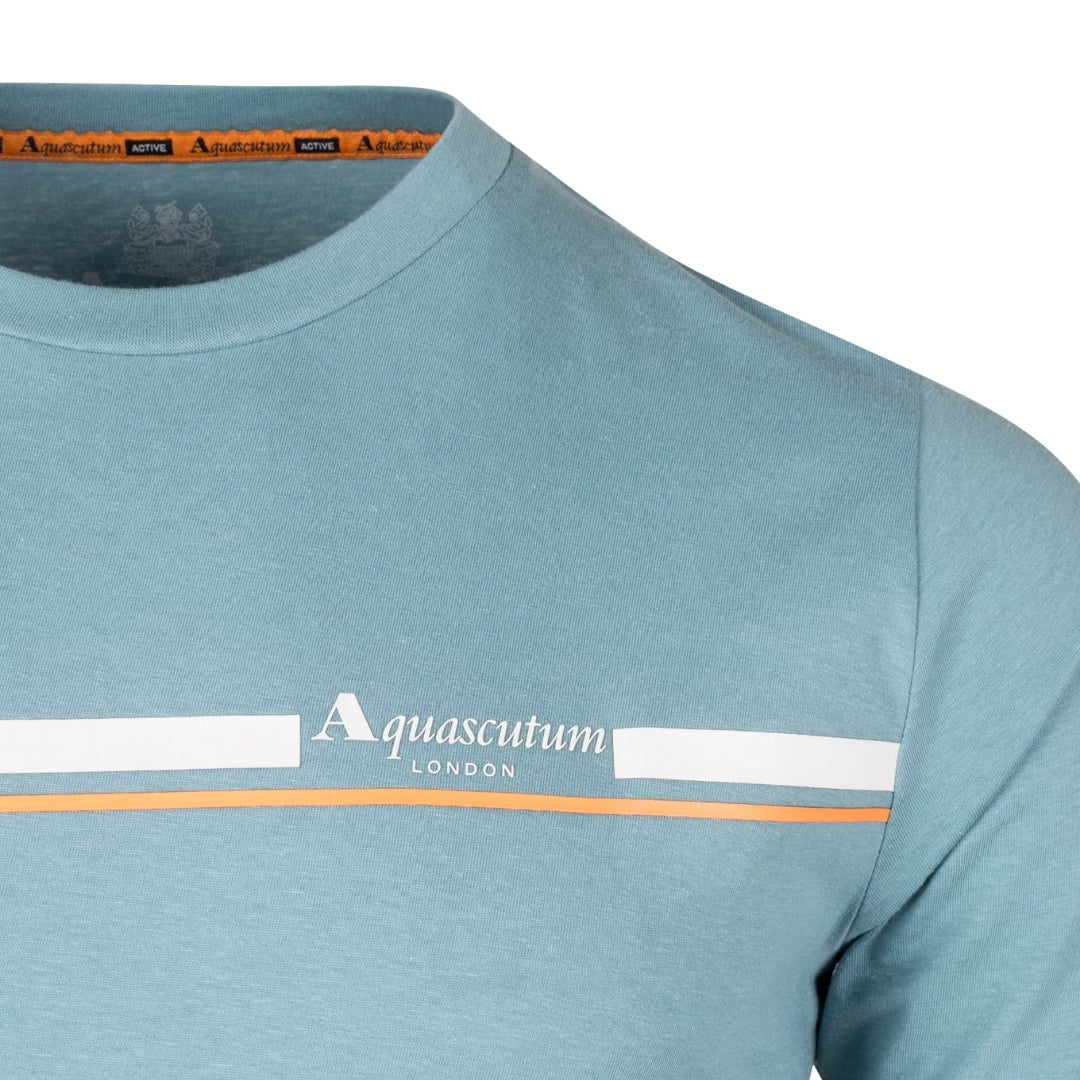 Aquascutum Active Active Cotton Stripes T-Shirt Avio Blue T-Shirt M