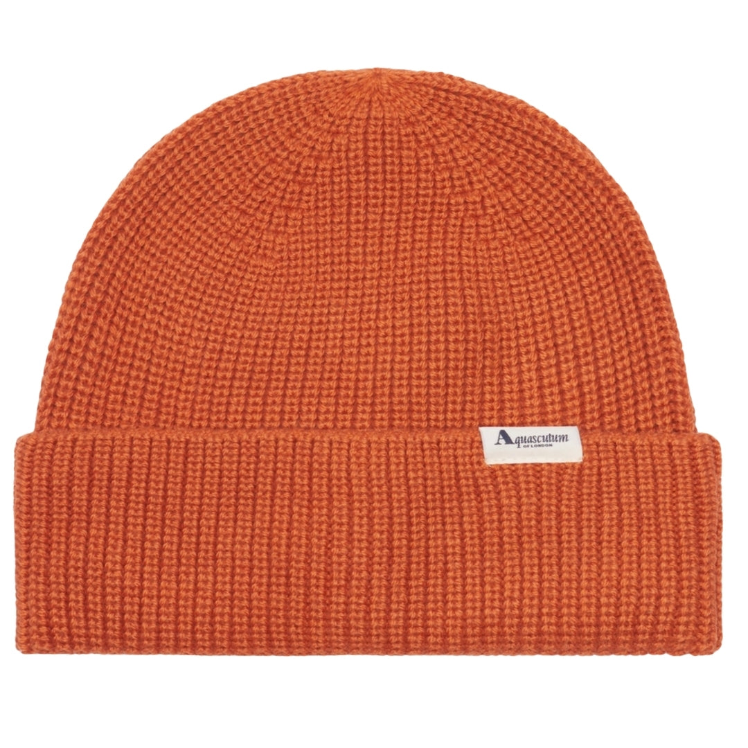 Aquascutum Active Active Label Beanie Rust Orange Beanie Hat One Size