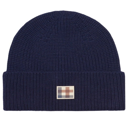 Aquascutum Active Active Label Beanie Navy Navy Blue Beanie Hat One Size