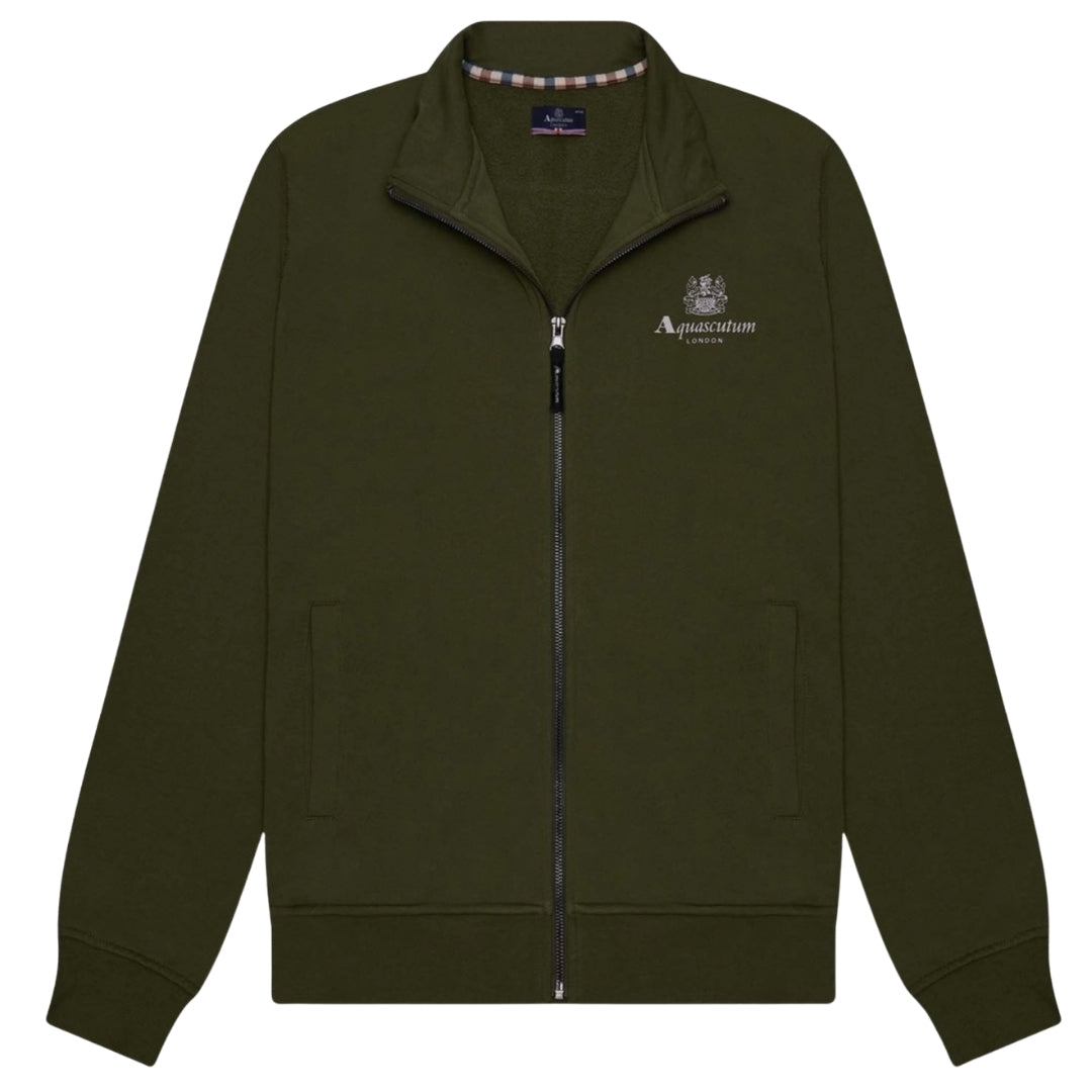 Aquascutum Active Active Small Logo Full Zip Mock Neck Fleece Army Green S