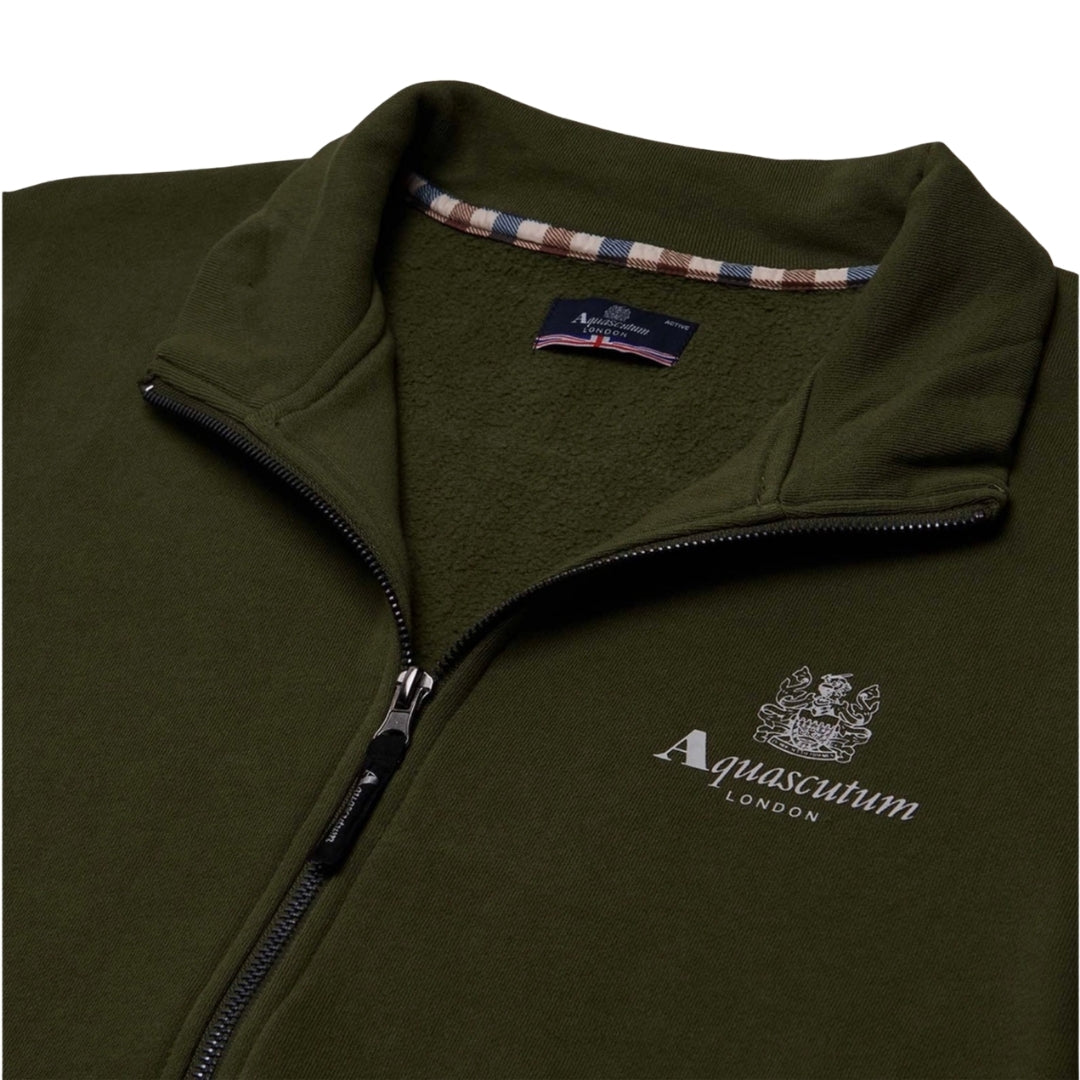 Aquascutum Active Active Small Logo Full Zip Mock Neck Fleece Army Green S