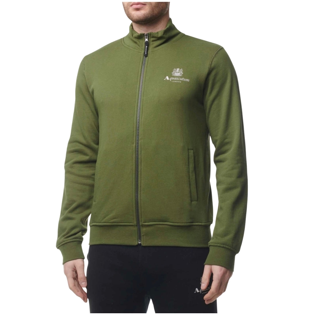 Aquascutum Active Active Small Logo Full Zip Mock Neck Fleece Army Green S