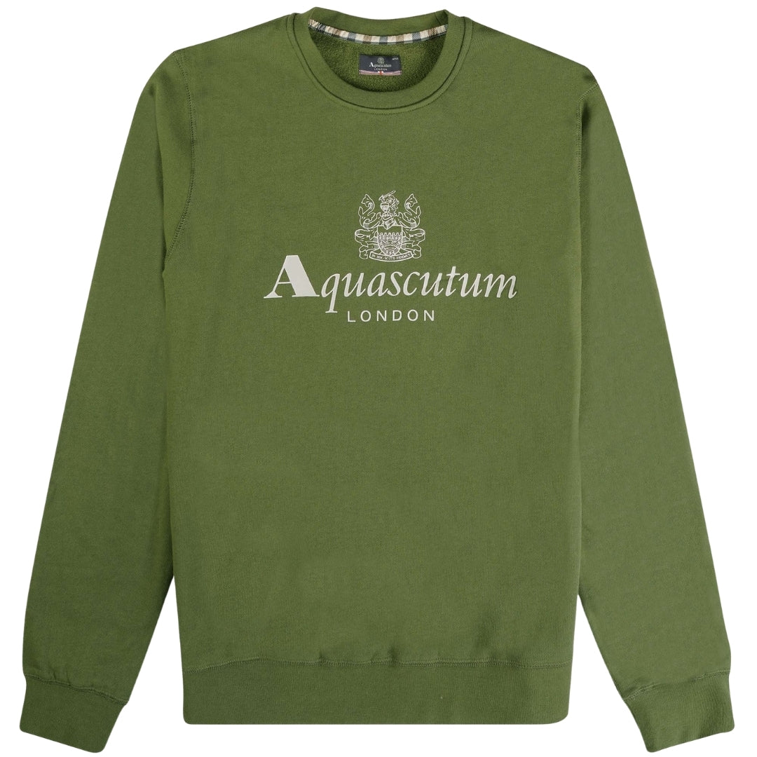 Aquascutum Active Active Big Logo Crew Neck Fleece Army Green M