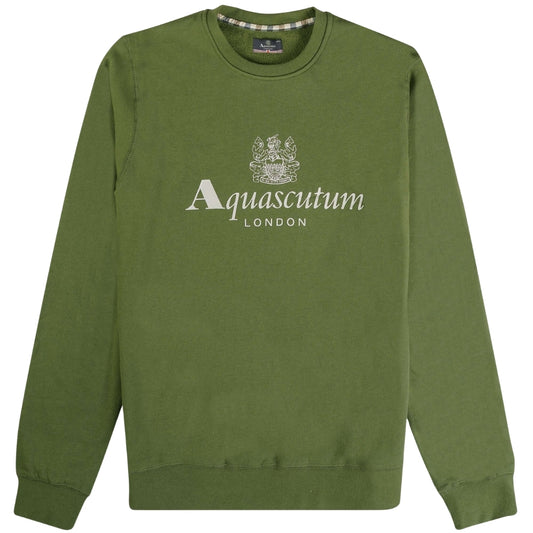Aquascutum Active Active Big Logo Crew Neck Fleece Army Green M