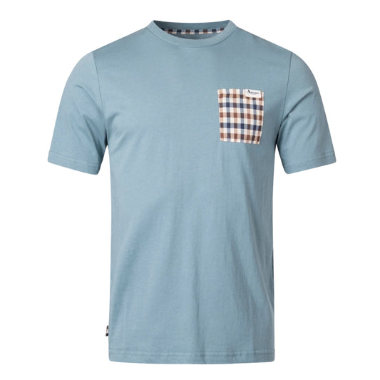 Aquascutum ACTIVE CHECK POCKET T-SHIRT FW23 TS004 18 Blue T-Shirt Mens S