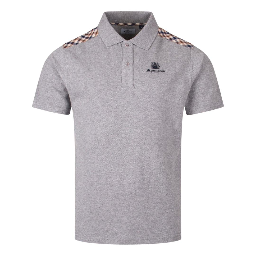 Aquascutum Active Stripes Piquet Polo Light Melange Grey L