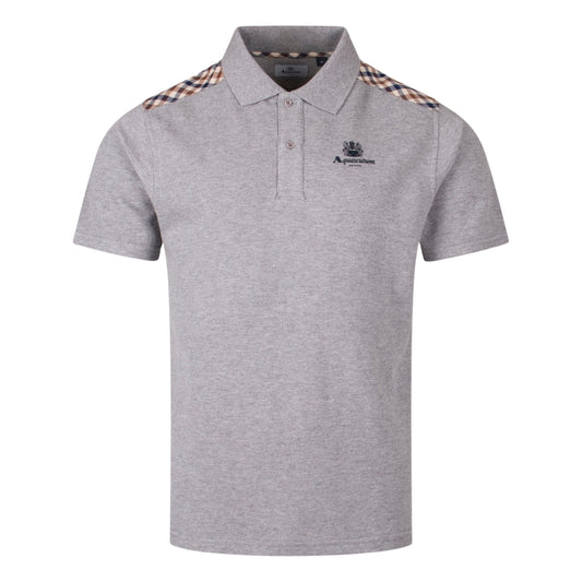 Aquascutum Active Stripes Piquet Polo Light Melange Grey L