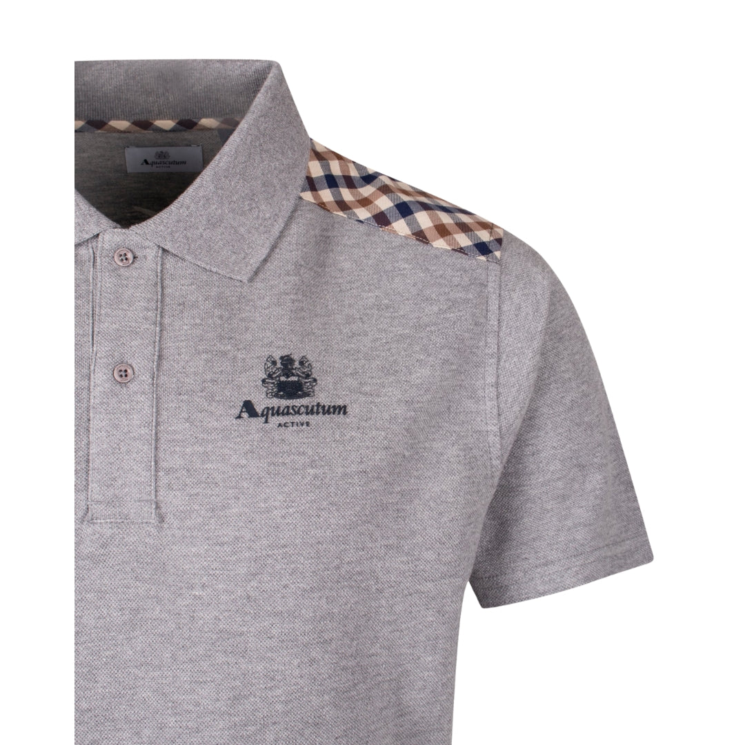 Aquascutum Active Stripes Piquet Polo Light Melange Grey L