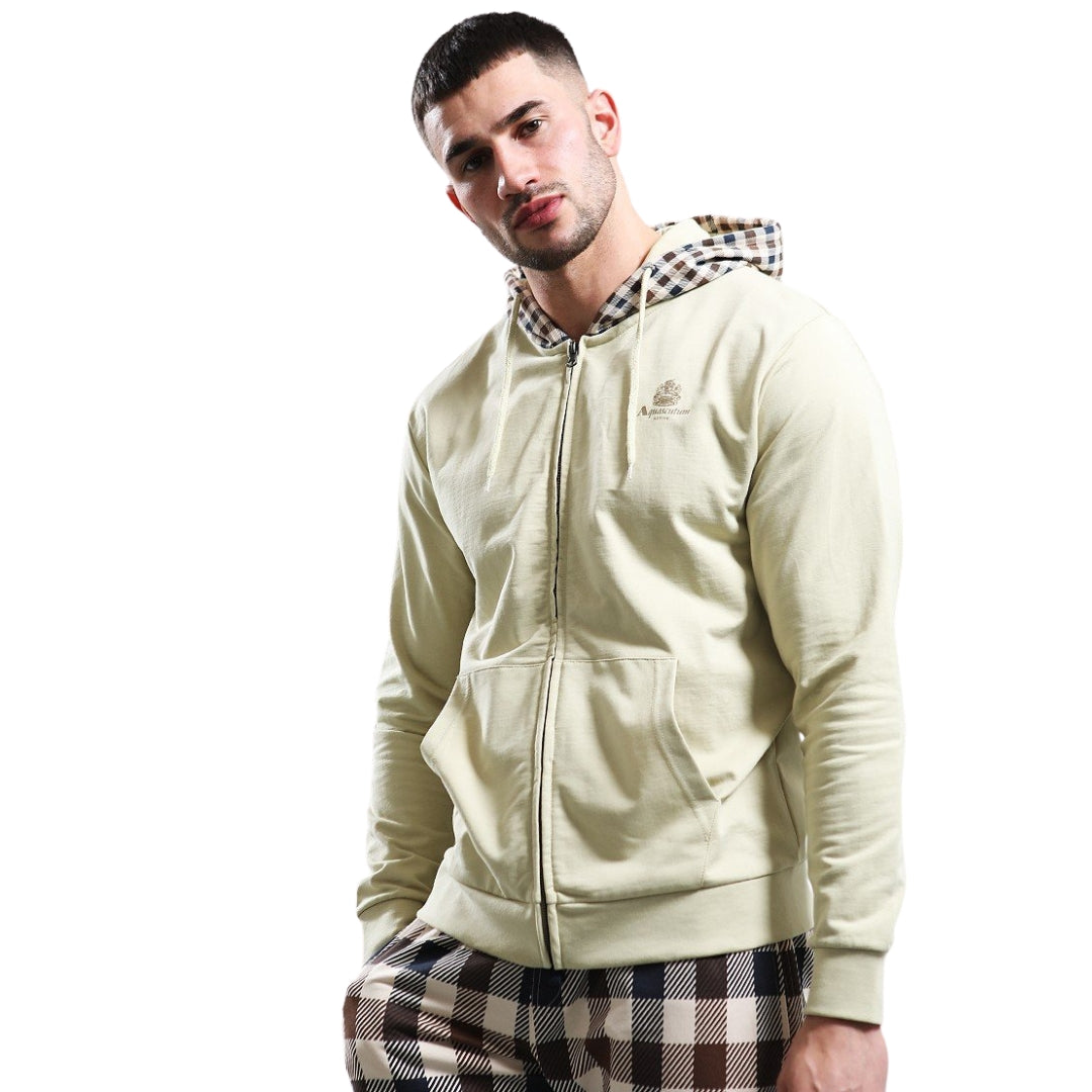 Aquascutum Active Fz Club Check Hood Beige S