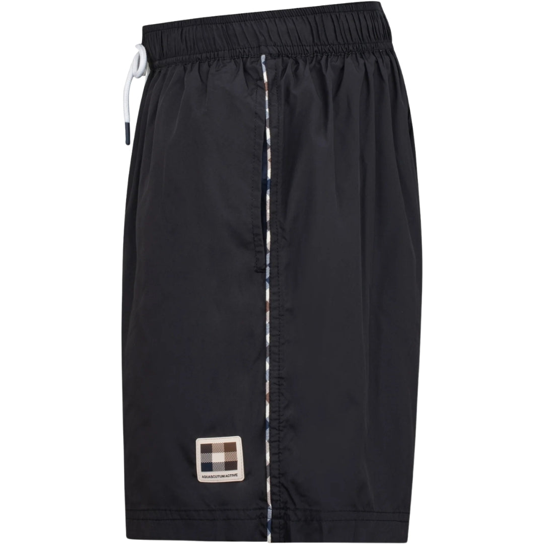 Aquascutum Active CC PIPING BEACH SHORTS AB_B006_BB004 16 Black Swim Shorts Mens S