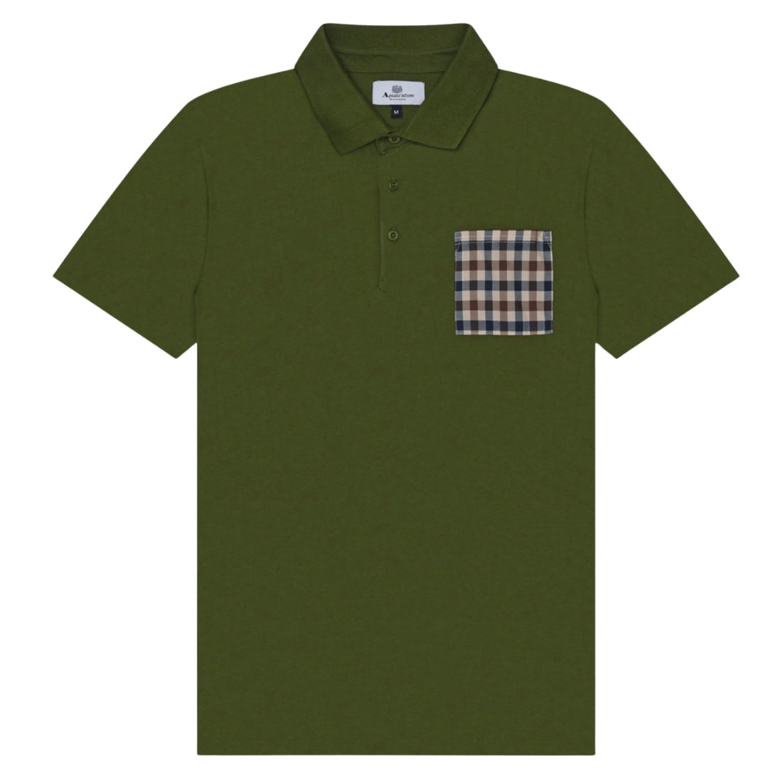 Aquascutum Active Beach Sailor Check Polo Army Green Green Polo Shirt S