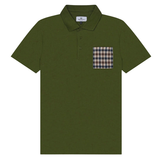 Aquascutum Active Beach Sailor Check Polo Army Green Green Polo Shirt S