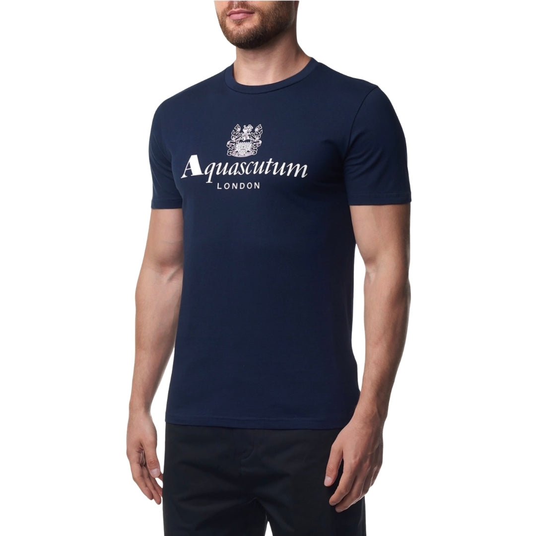 Aquascutum Active Beach Basic Big Logo T-Shirt Navy Navy Blue T-Shirt S