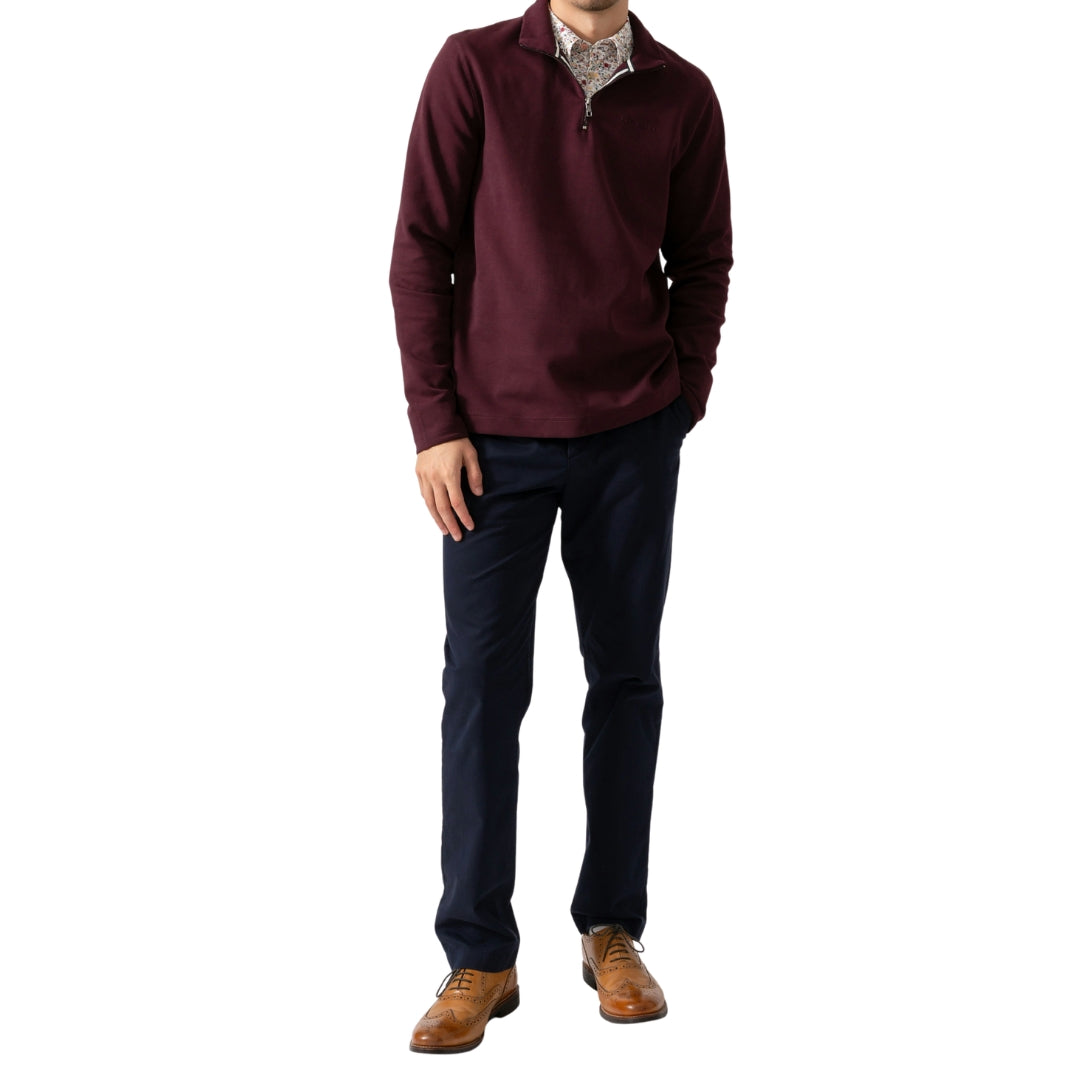 Ted Baker Actosj Branded Quarter Zip Maroon Sweater