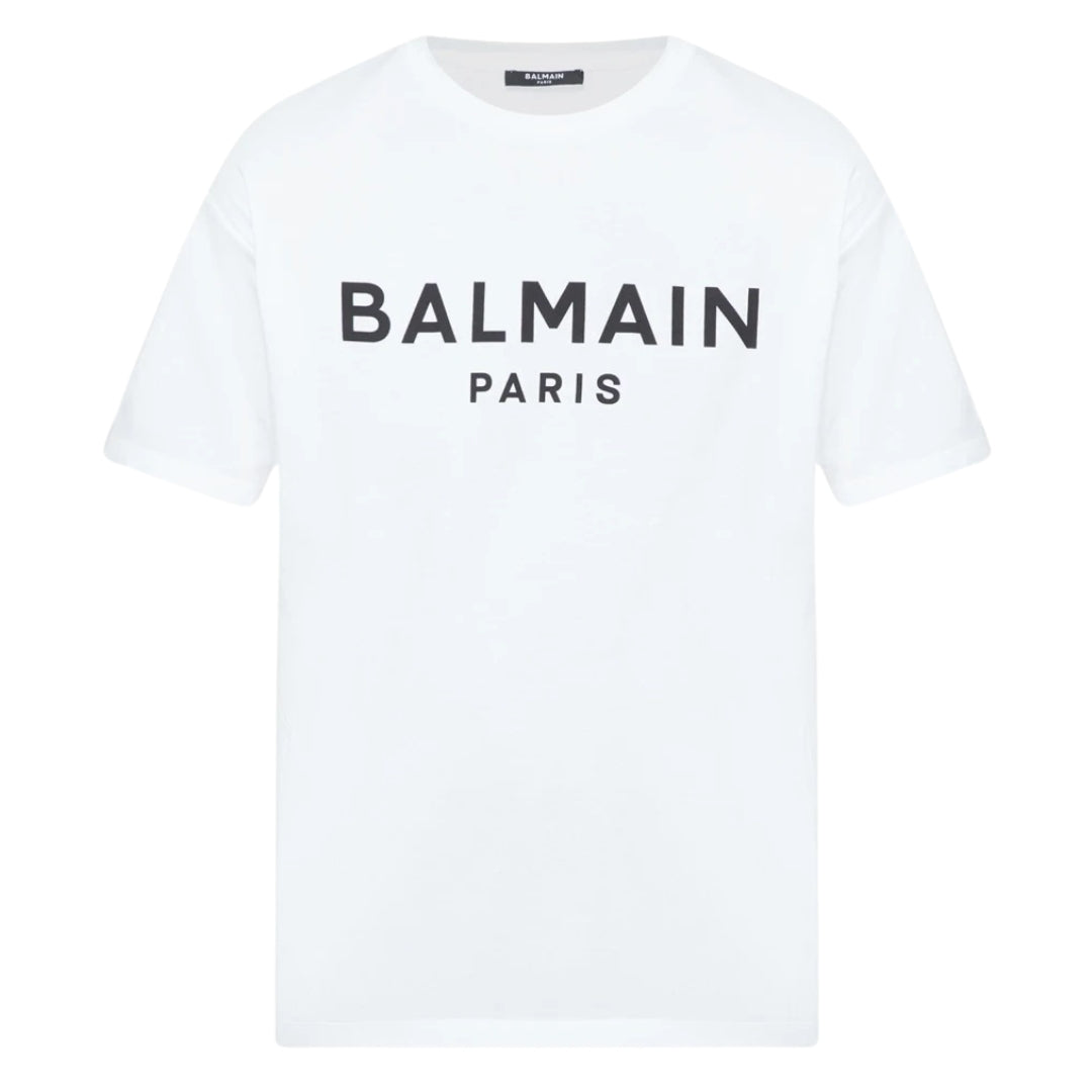 Balmain Paris Bold Brand Logo White T-Shirt