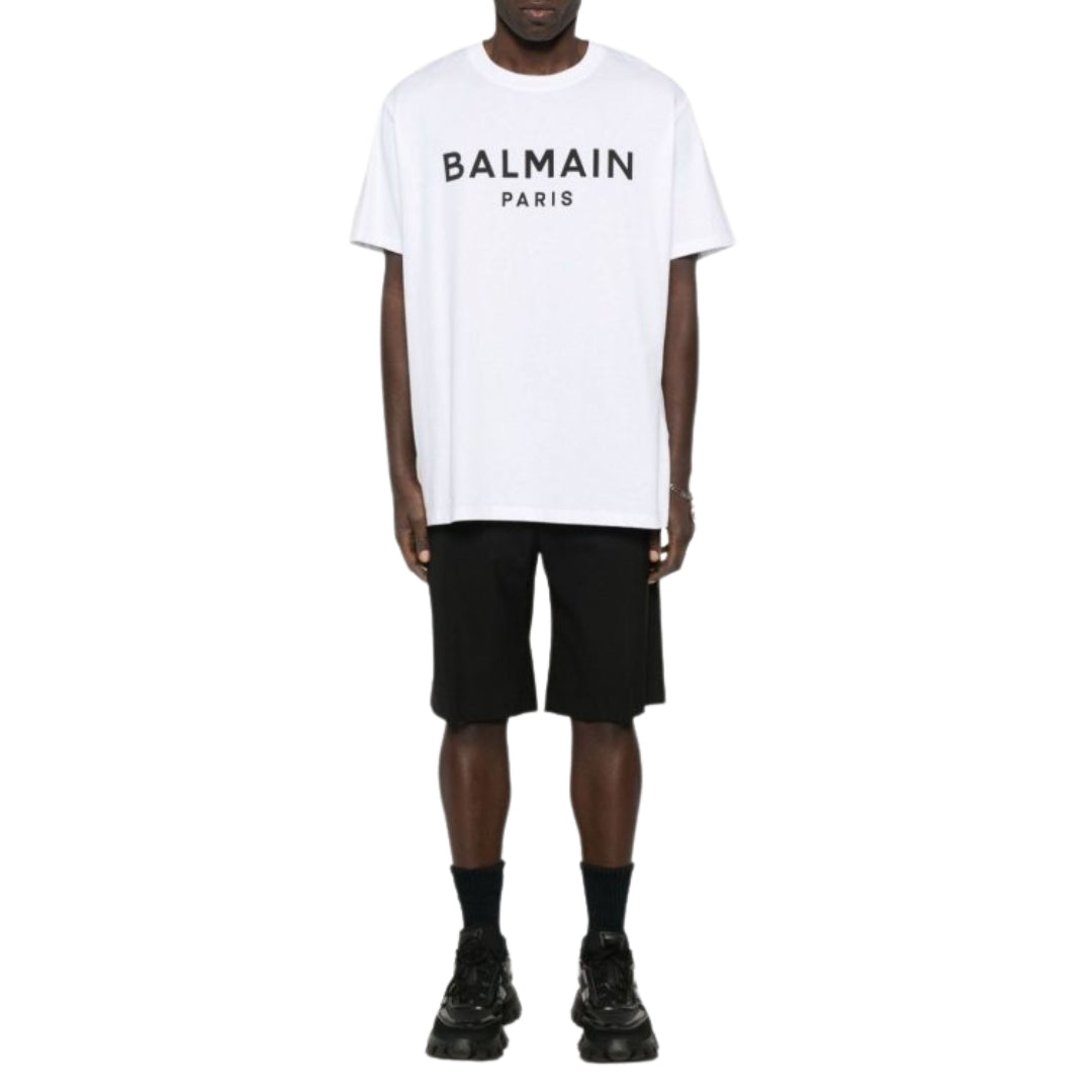 Balmain Paris Bold Brand Logo White T-Shirt