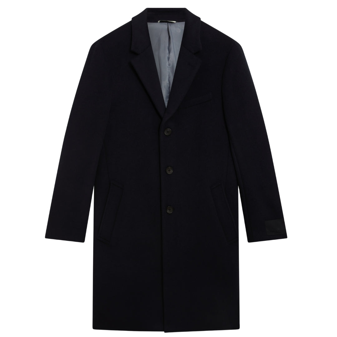 Ted Baker Alerton Wool Blend Navy City Overcoat
