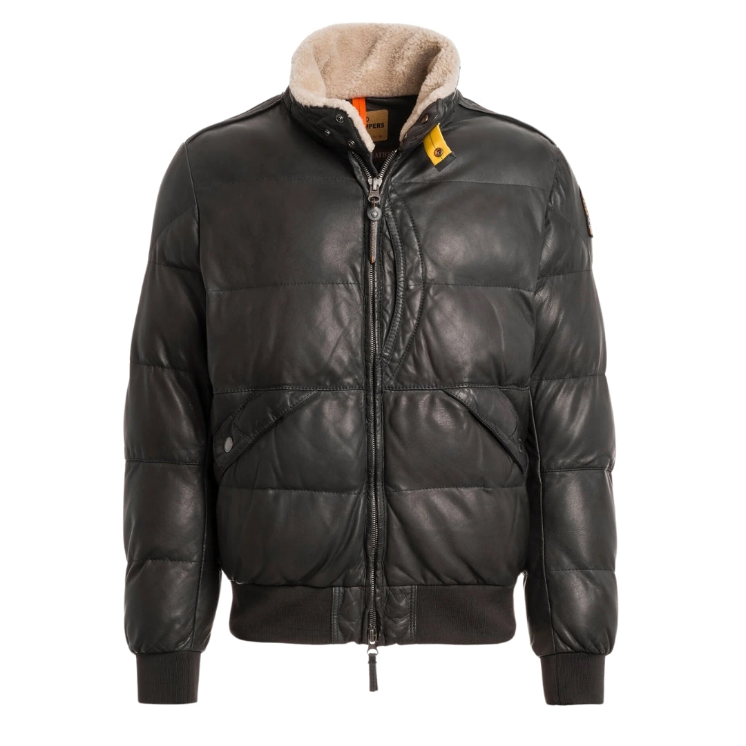 Parajumpers ALF LEATHER PMJKLE03 736 PHANTOM DARK GREY LEATHER JACKET Mens L