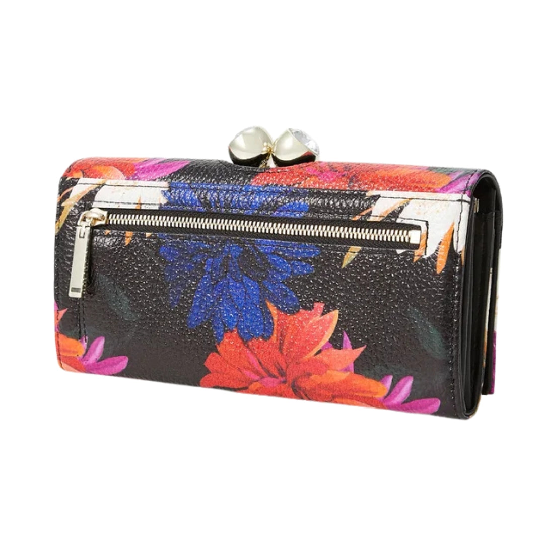 Ted Baker Amaliah Printed Rose Detail Black Bobble Purse