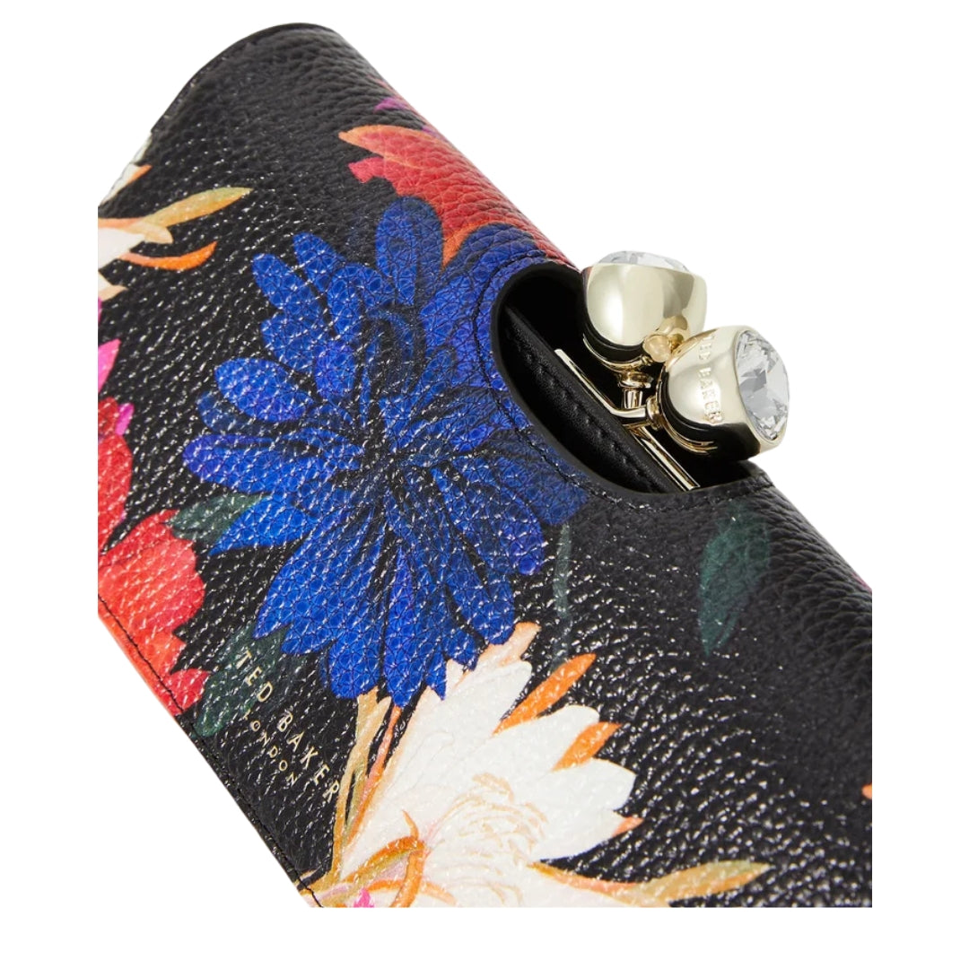 Ted Baker Amaliah Printed Rose Detail Black Bobble Purse