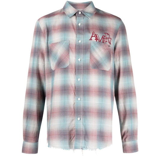 Amiri Staggered Plaid Flannel Teal/Red