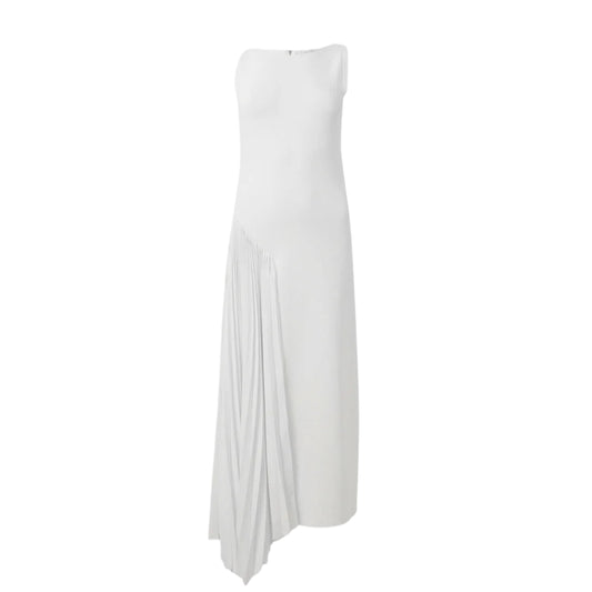 Ted Baker Azzina Sleeveless Knit Ivory Dress With Pleat Panel