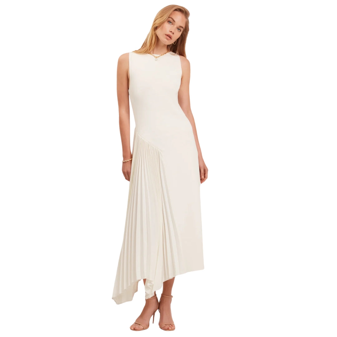 Ted Baker Azzina Sleeveless Knit Ivory Dress With Pleat Panel