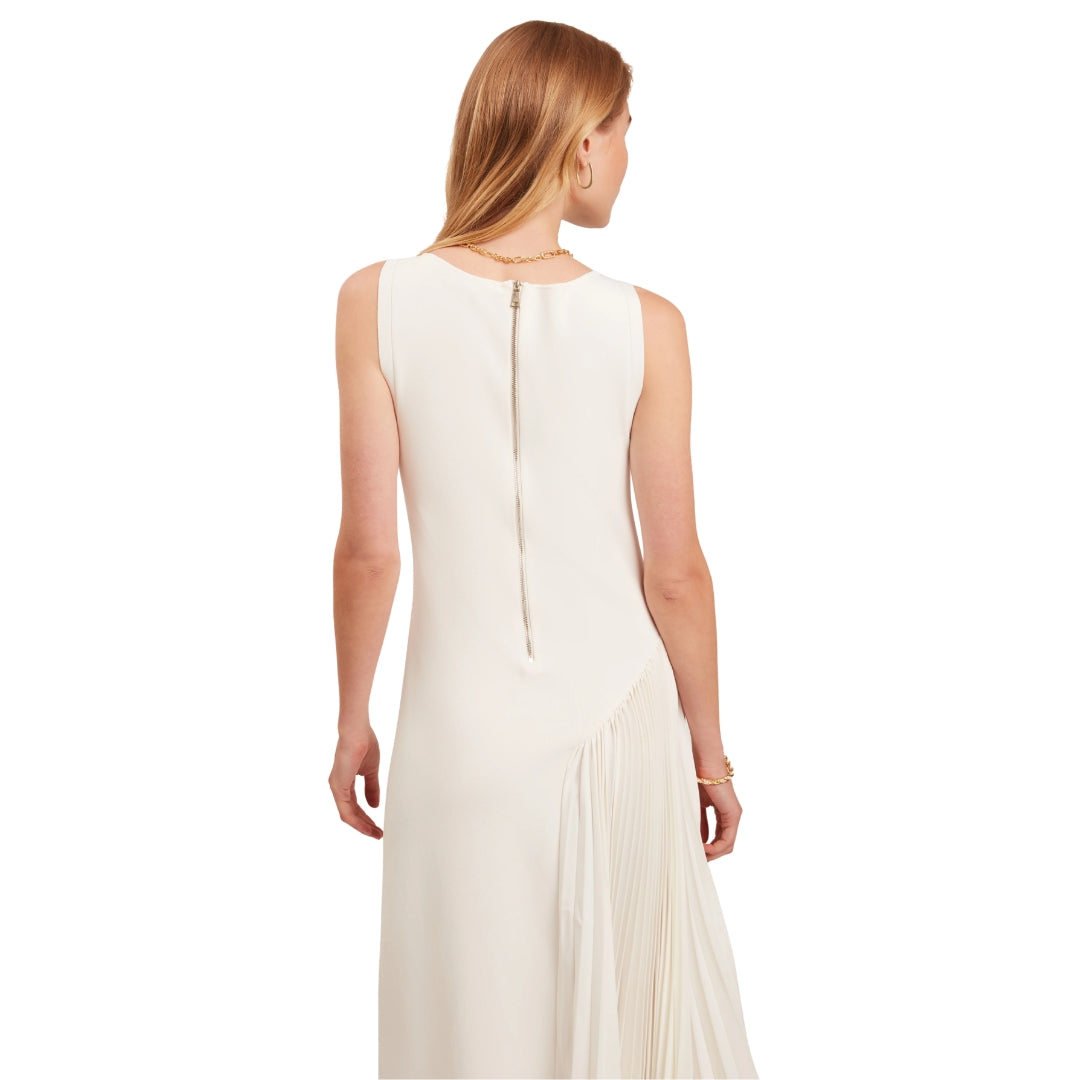 Ted Baker Azzina Sleeveless Knit Ivory Dress With Pleat Panel