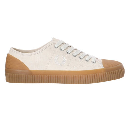 Fred Perry Hughes Low Canvas Ecru Trainers UK 6.5