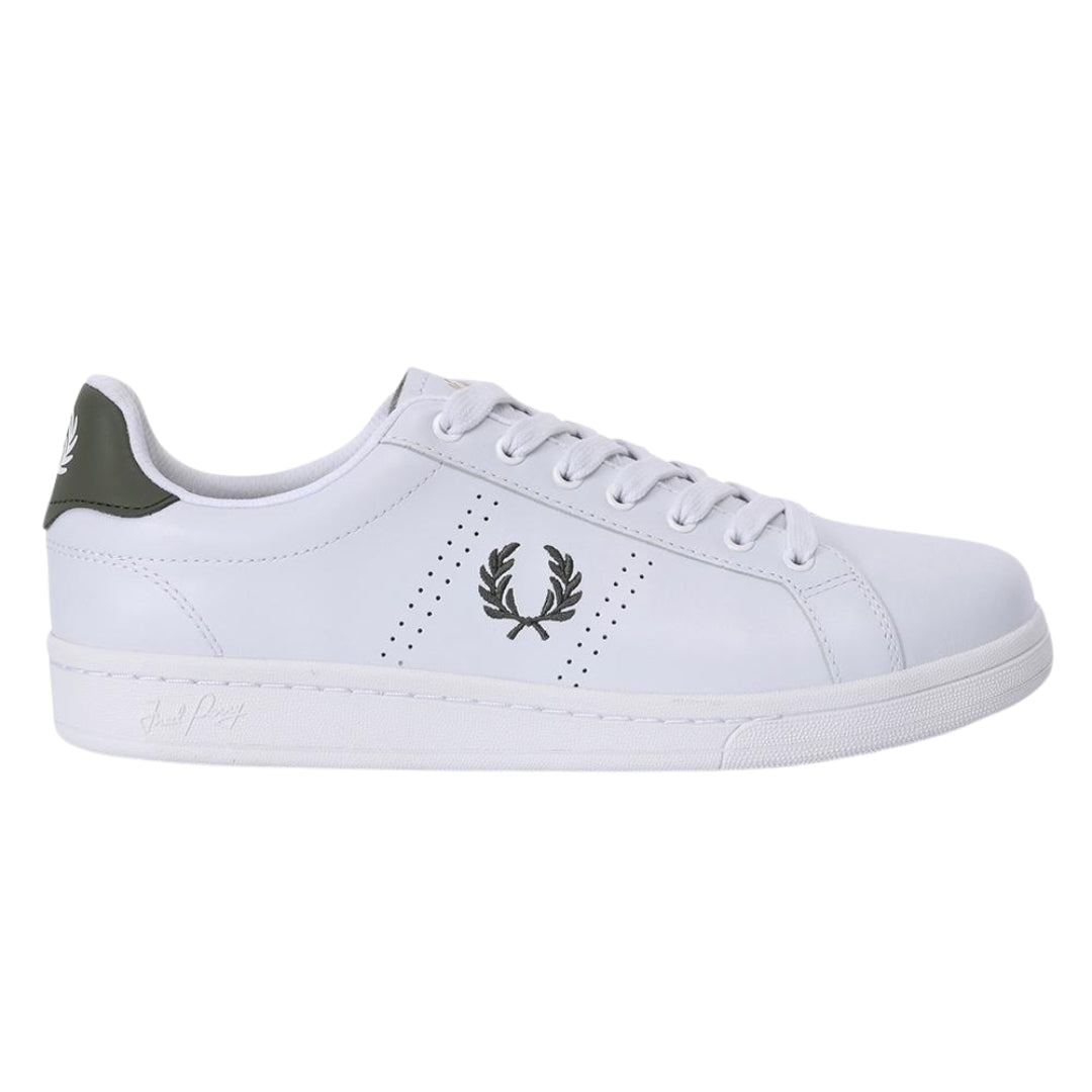 Fred Perry B721 White LW Green Leather Trainers UK 7