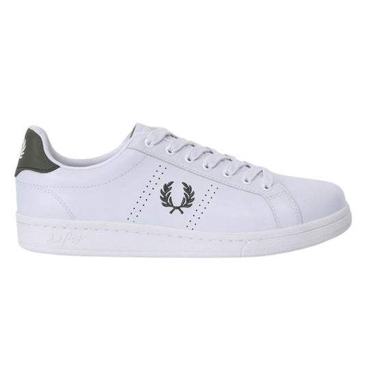 Fred Perry B721 White LW Green Leather Trainers UK 7