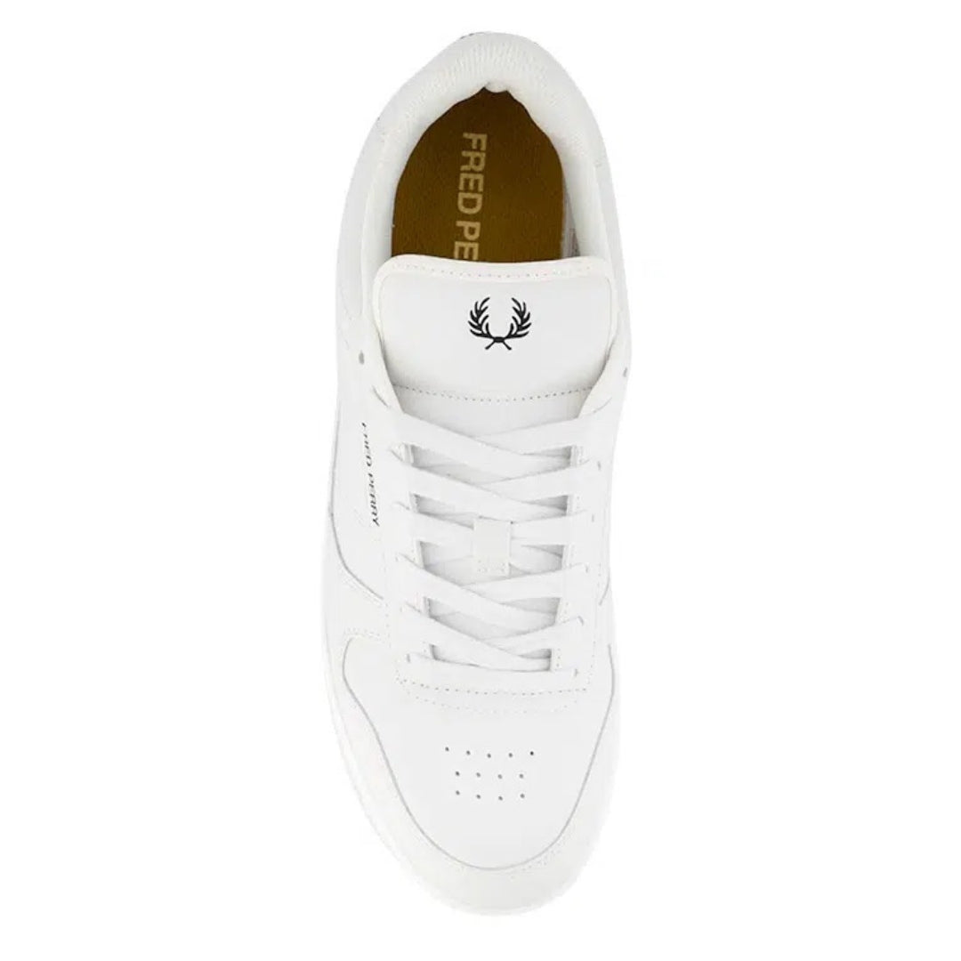 Fred Perry B300 Textured Leather Porcelain Trainers UK 6
