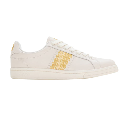 Fred Perry B721 Leather Tape Detail Ecru Trainers UK 6