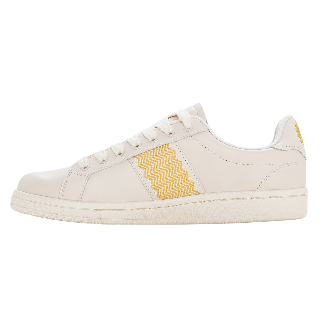 Fred Perry B721 Leather Tape Detail Ecru Trainers UK 6
