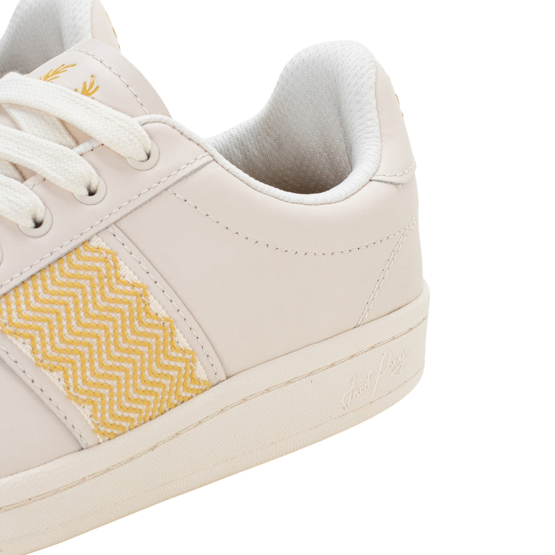 Fred Perry B721 Leather Tape Detail Ecru Trainers UK 6