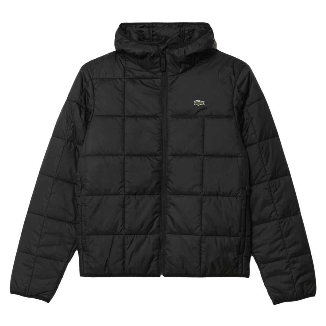 Lacoste Waterproof Logo Hooded Black Puffer Jacket 48