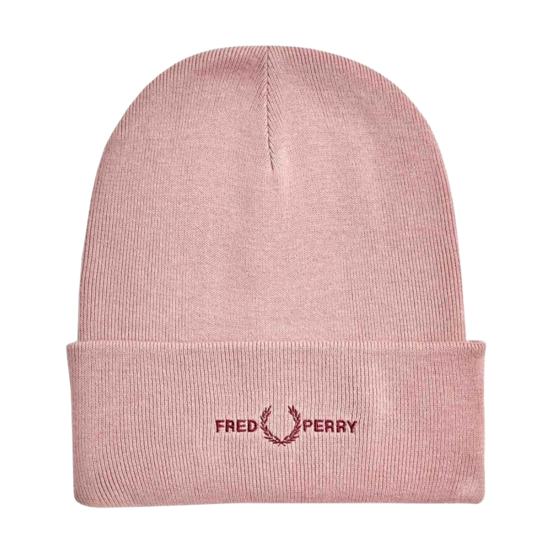 Fred Perry Embroidered Dusty Rose Beanie 1SZ