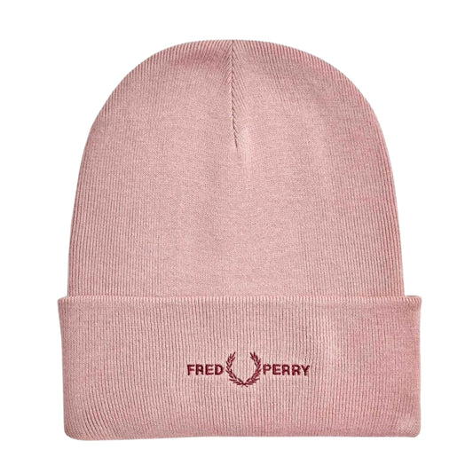 Fred Perry Embroidered Dusty Rose Beanie 1SZ