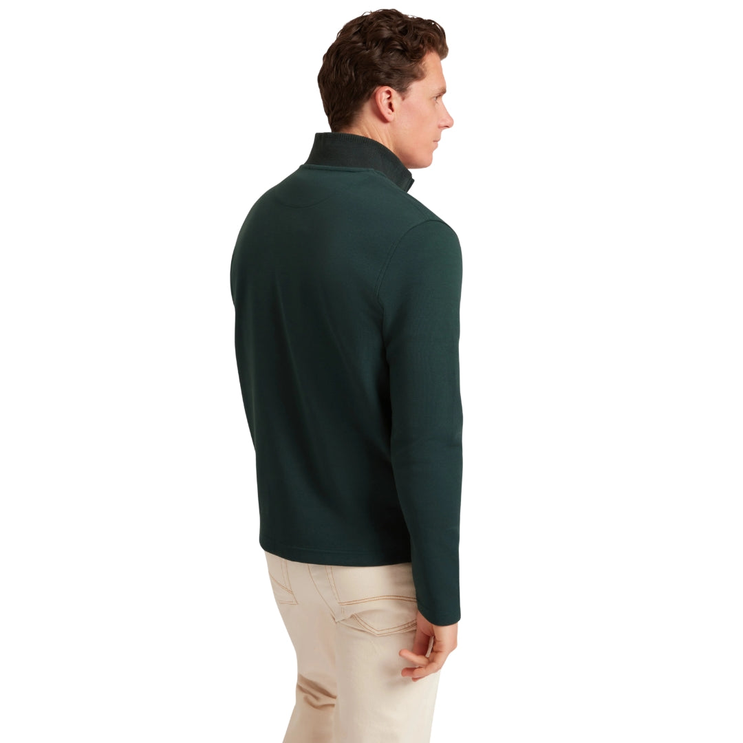 Ted Baker Crabtre Branded Honeycomb Trim Dark Green Half Zip