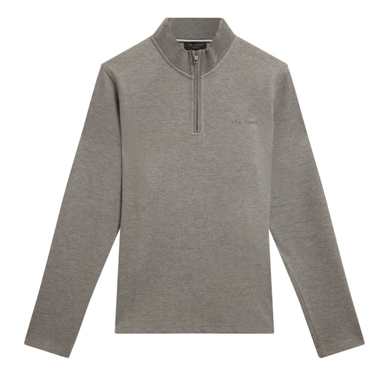 Ted Baker Crabtre Honeycomb Trim Mid Grey Half Zip Sweater