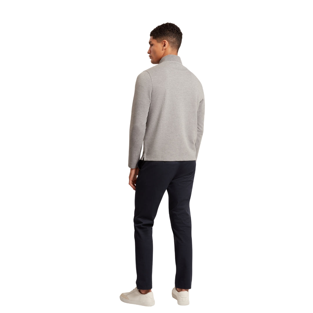 Ted Baker Crabtre Honeycomb Trim Mid Grey Half Zip Sweater