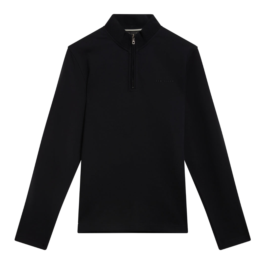 Ted Baker Crabtre Branded Honeycomb Trim Navy Quarter Zip