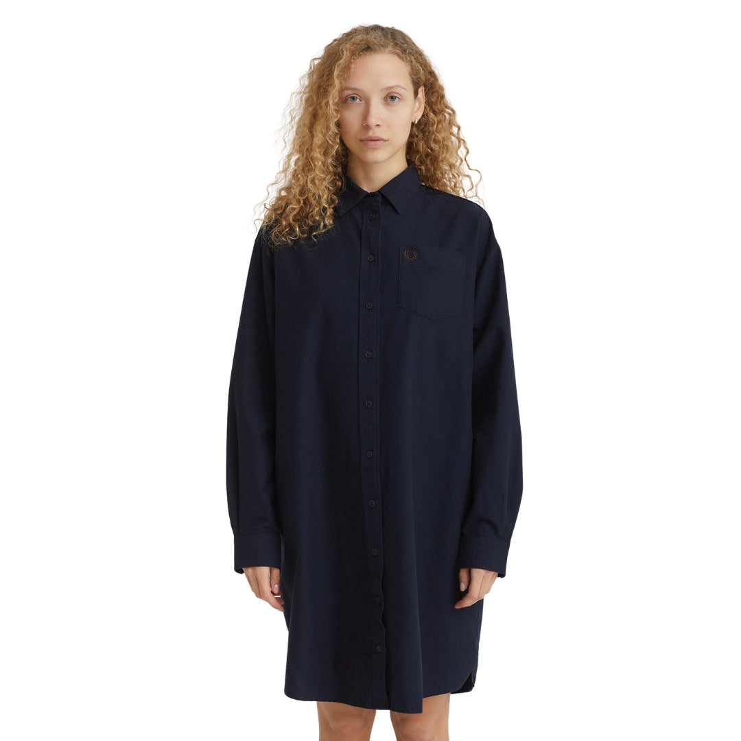 Fred Perry Button Through Shirt Navy Dress 8