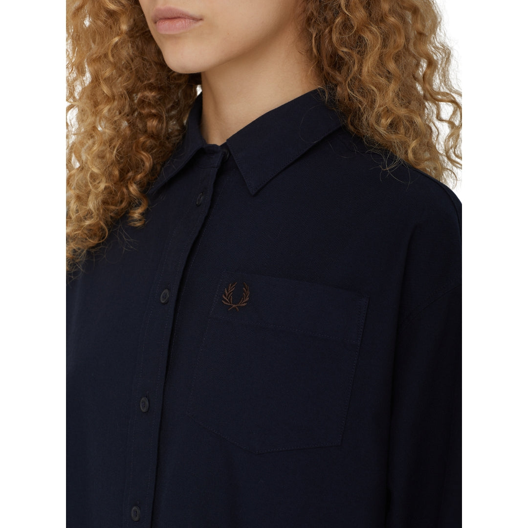 Fred Perry Button Through Shirt Navy Dress 8