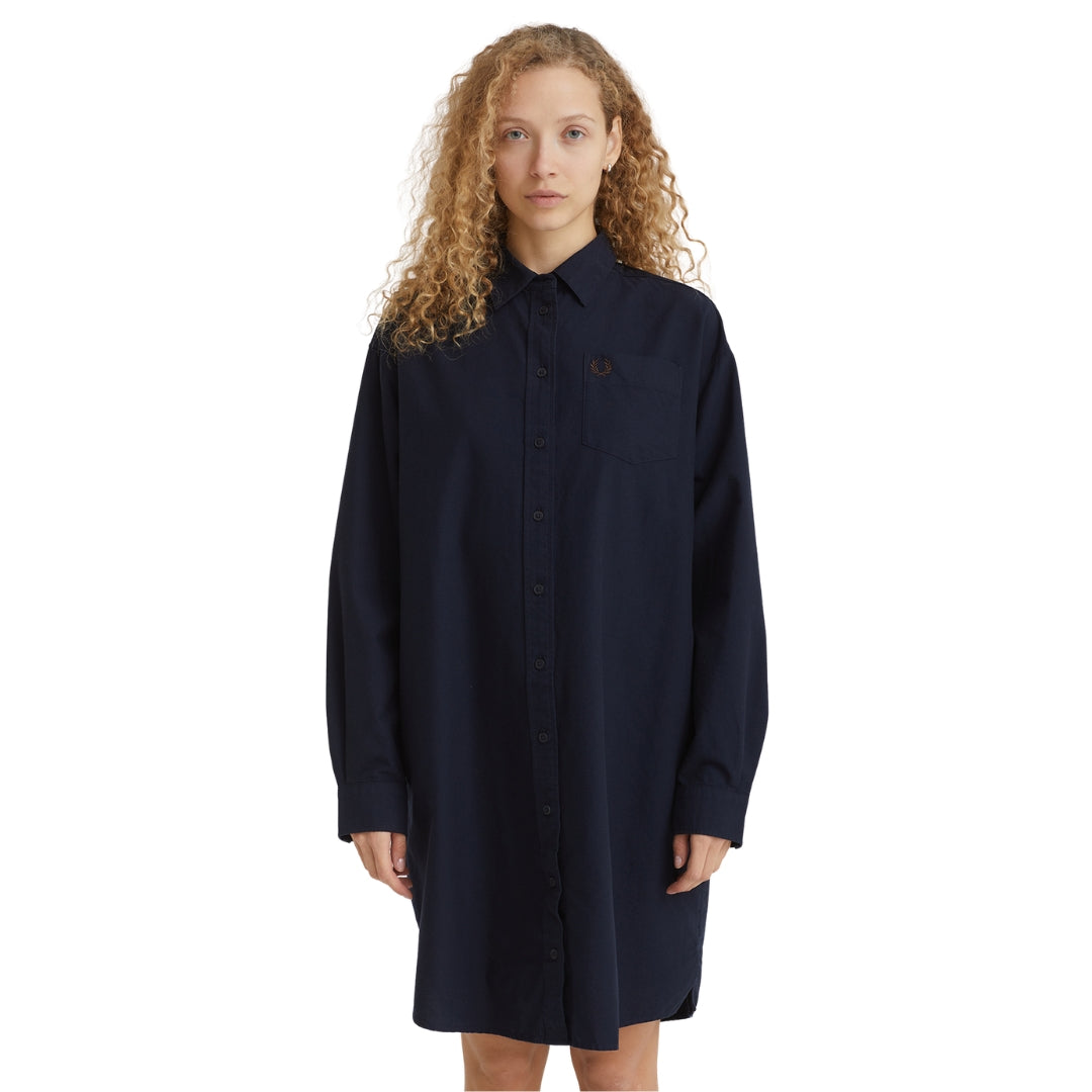 Fred Perry Button Through Shirt Navy Dress 8