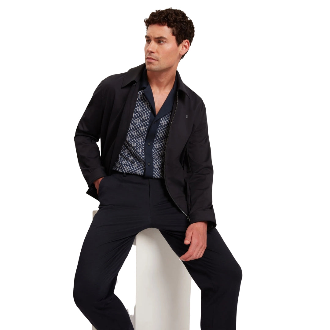 Ted Baker Danlibe Argyle Button Through Navy Jersey Shirt