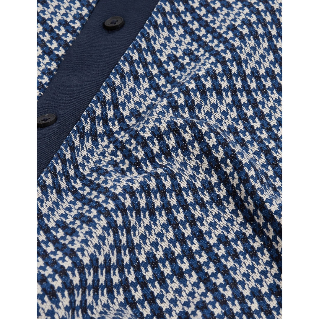 Ted Baker Danlibe Argyle Button Through Navy Jersey Shirt