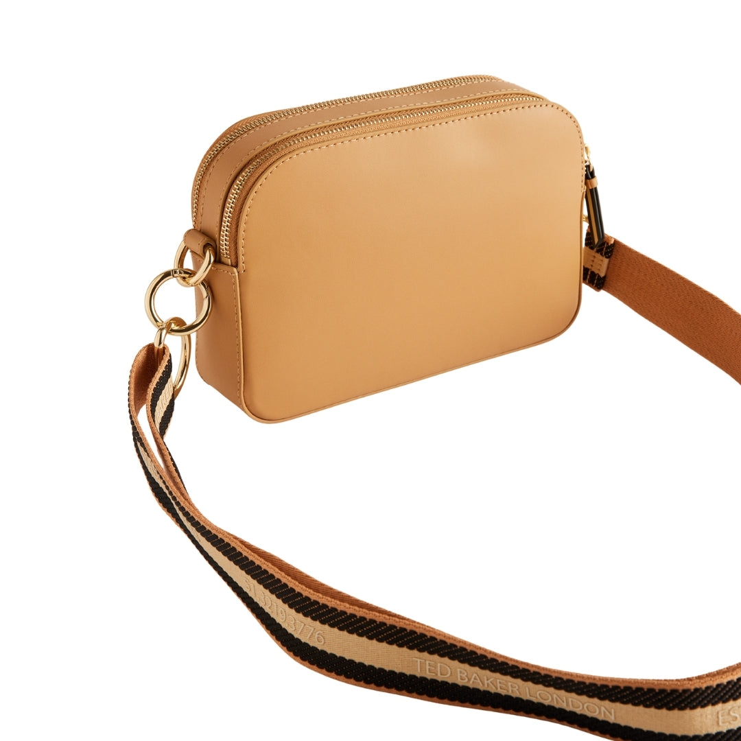 Ted Baker Darcelo Branded Webbing Leather Taupe Camera Bag